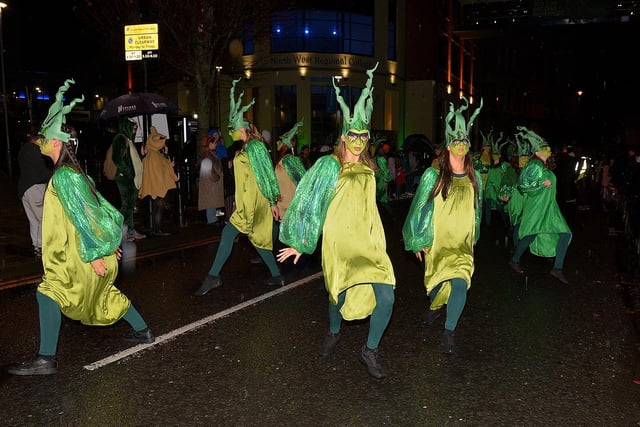 Colourful costumes at the Halloween carnival parade ‘On the Ninth Wave’ on Monday evening.  Photo: George Sweeney.  DER2244GS – 084