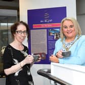 ‘YOU, ME AND TEA’ LAUNCH. . . . The Mayor of Derry City and Strabane District Council, Sandra Duffy and Bernadette Walsh, Tower Museum Archivist, pictured chatting over a cuppa at the launch of the 'You, Me & Tea' Exhibition in The Tower Museum, Derry on Wednesday morning. (Photos: Jim McCafferty Photography)