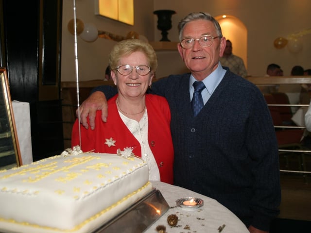 Mr and Mrs McMonagle celebrating 50 years of marriage with their family.