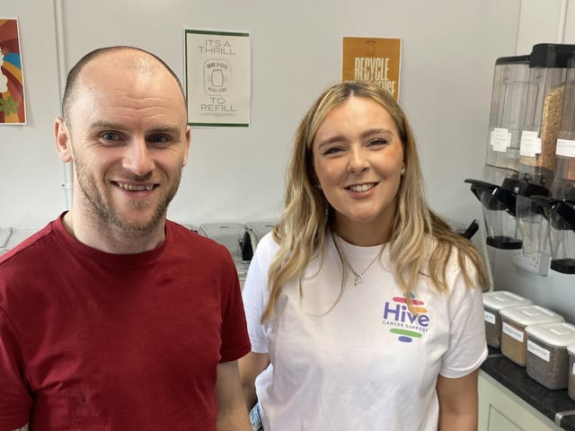 Kevin Speake from The Eco Box with Grace Burke from Hive.