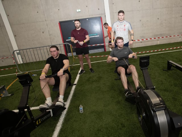 Four of the participants from Wave 1 getting to grips with the rowing during Sunday's event.