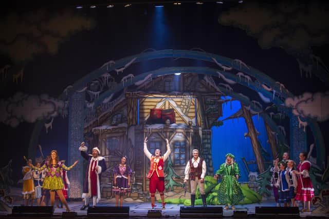 The cast of Jack and the Beanstalk perform at the Millennium Forum, Derry.