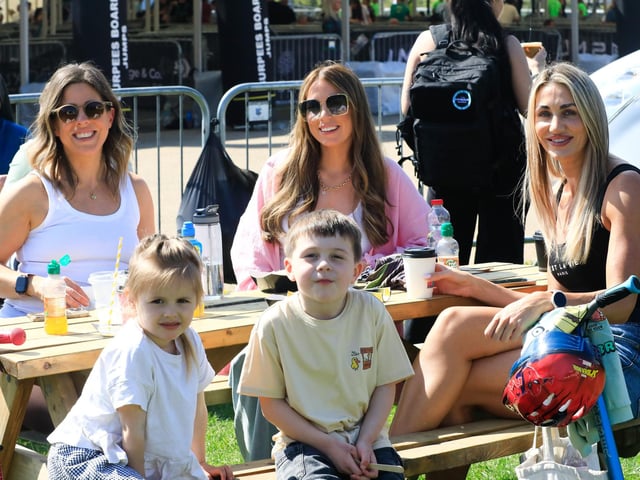 Families relaxing in the eating area at the Ebrington Hyrox held in Ebrington Square on Saturday. (Photo - Tom Heaney, nwpresspics)