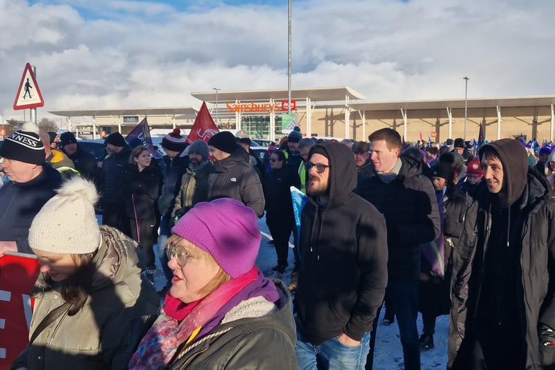 Marchers set off from Sainsbury's car park.