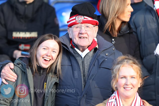 All smiles in Waterford as these Derry City fans get ready for the game. Mandatory Credit: Kevin Moore/MCI