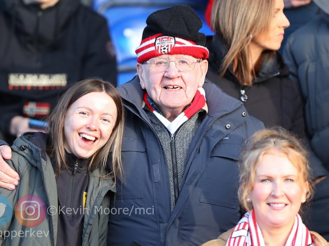 All smiles in Waterford as these Derry City fans get ready for the game. Mandatory Credit: Kevin Moore/MCI
