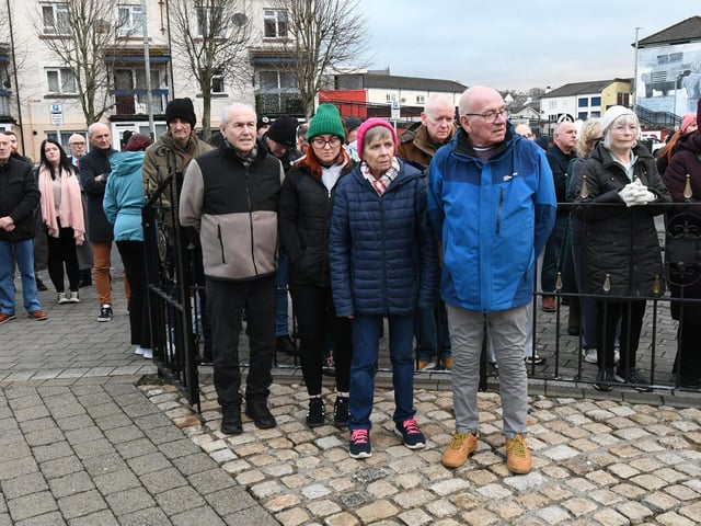 A section of the crowd which observed a minutes silence during the Bloody Sunday Memorial Service on Friday.