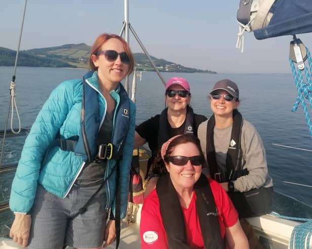 Pictured are Shauna O’Neill (blue jacket), Rita Heaney (pink cap), Anna McKeever (grey cap) and Breidge Boyle (red t-shirt).Photo: rbt
