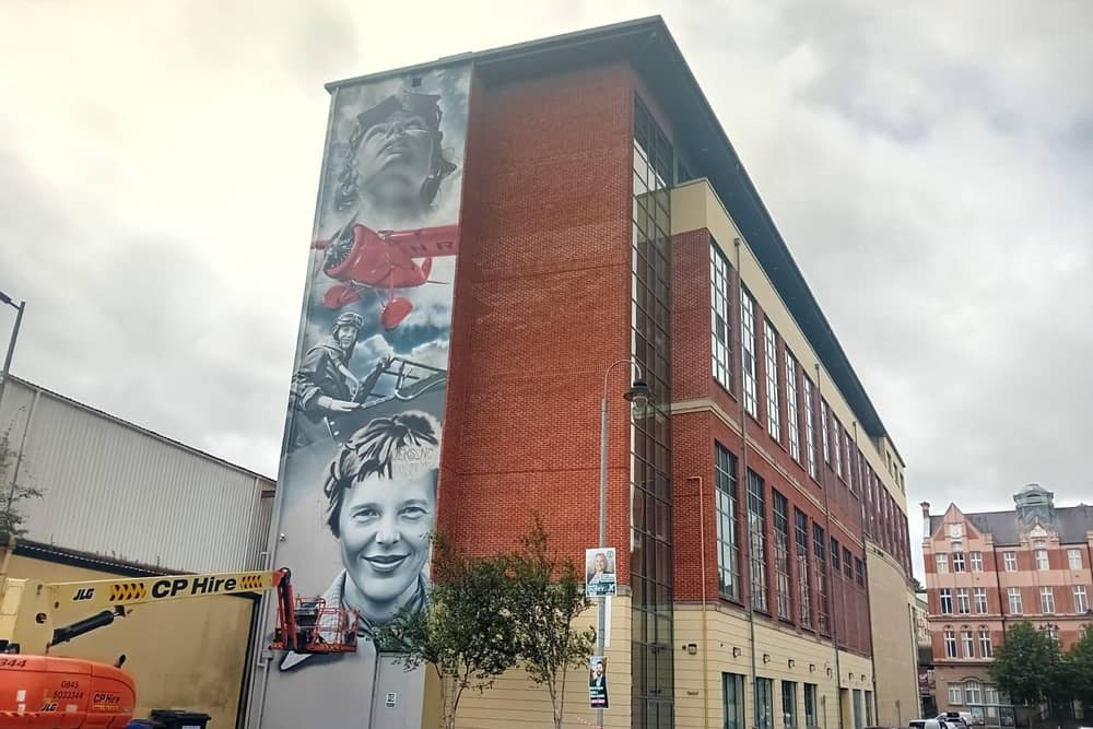 The new mural on the NWRC building at the corner of Boating House Lane and Queen’s Quay overlooking the River Foyle is so big it is visible from vantage points in the Waterside.