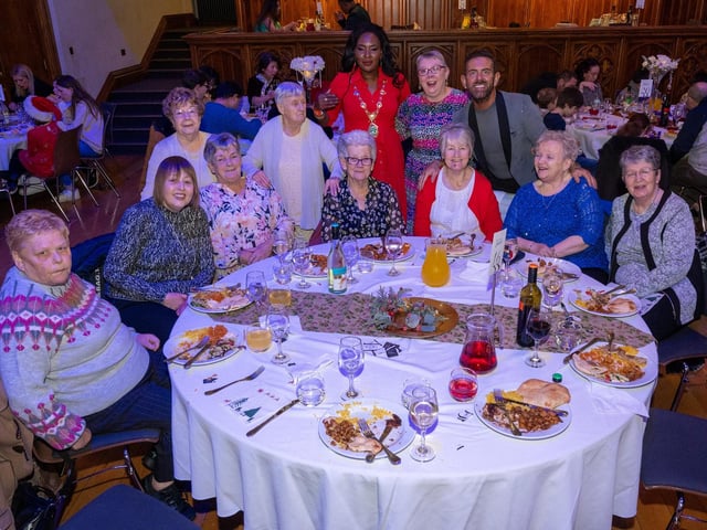 The Mayor Councillor Lilian Seenoi-Barr hosted a Christmas Community event at the Guildhall for people from across the Derry City and Strabane District Council area on Sunday. Picture Martin McKeown. 01.12.24 : Mayor's Community Christmas Party