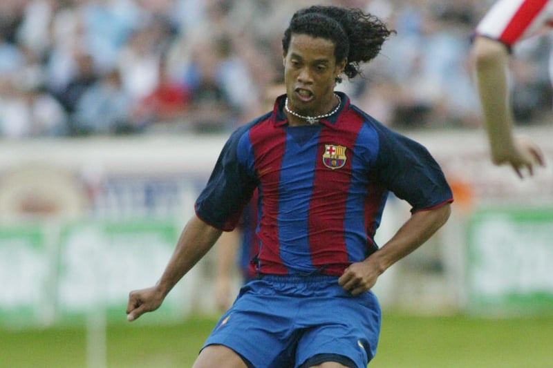 Ronaldinho at the Brandywell during one of his first appearances in the blue and red of Barcelona.