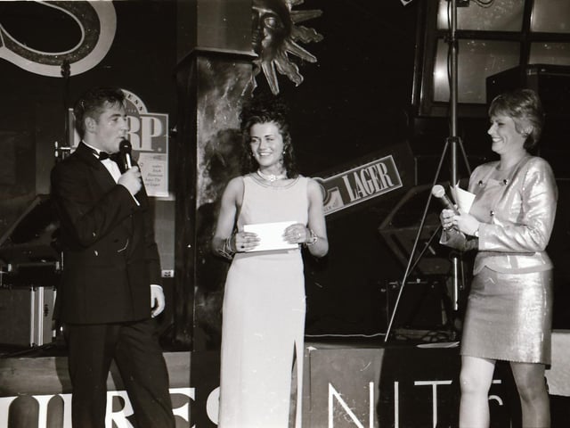 The finalists of the 1995 Miss Derry competition pictured at the final in Squires Nightclub.