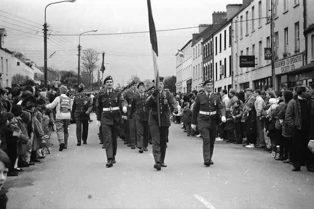 The Defence Forces at the St. Patrick's Day parade in Moville on March 17, 1993.
