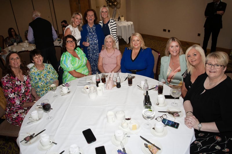 The birthday girl Úna pictured at Saturday's event in the Everglades Hotel with, at back, Denise O'Kane and Fidelma McCormick. Sitting front from left,: Noreen Doherty, Norah Doherty, Catriona Quigley, Grainne Rice, Roisin Rice, Patricia McLaughlin, Collette McMonagle, Nuala McDaid. (Photos: Jim McCafferty Photography)