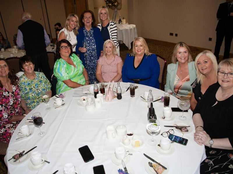 The birthday girl Úna pictured at Saturday's event in the Everglades Hotel with, at back, Denise O'Kane and Fidelma McCormick. Sitting front from left,: Noreen Doherty, Norah Doherty, Catriona Quigley, Grainne Rice, Roisin Rice, Patricia McLaughlin, Collette McMonagle, Nuala McDaid. (Photos: Jim McCafferty Photography)