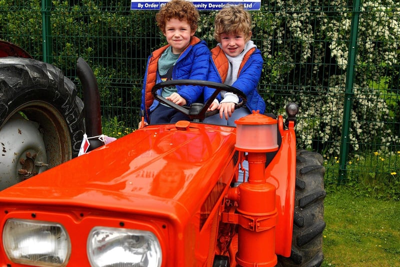 Brothers Killian and Eoin, from Derry, were at the Muff Vintage Show held in the Community Park on Sunday. Photo: George Sweeney. DER2321GS – 11