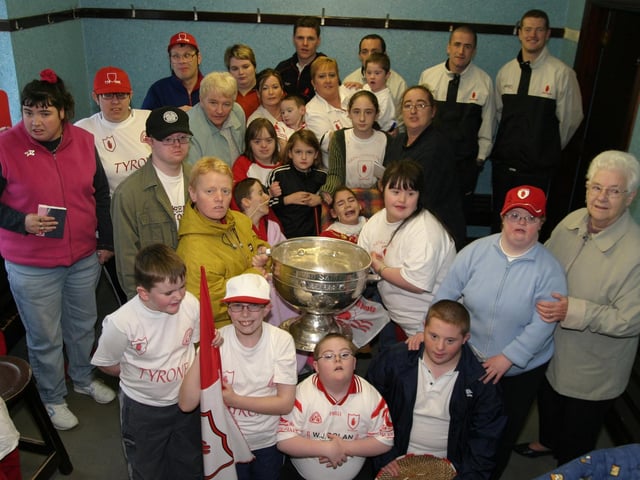 Celebrating Tyrone winning the All-Ireland Senior Football Championship against Armagh in September 2003