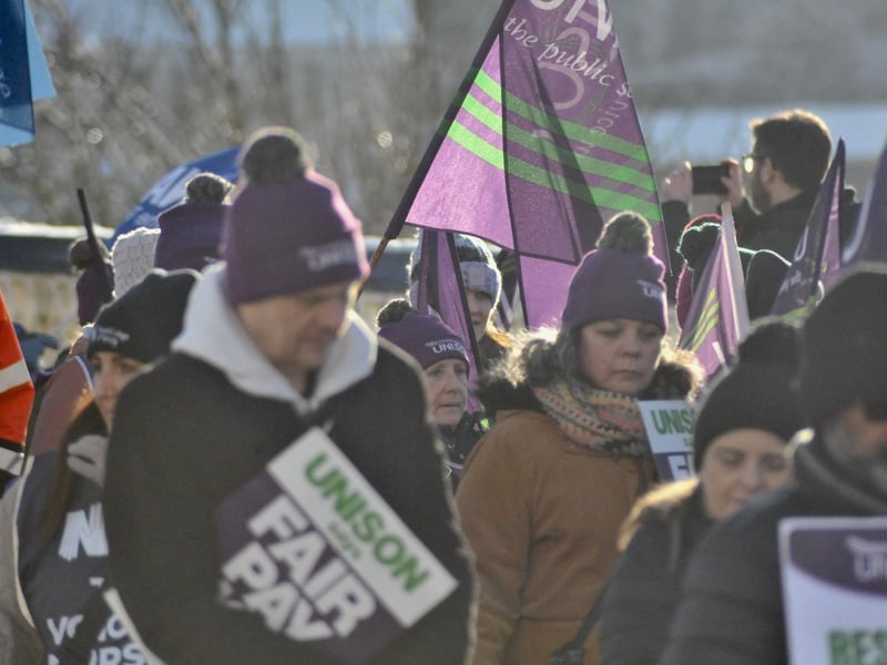 Striking public sector workers in Derry.