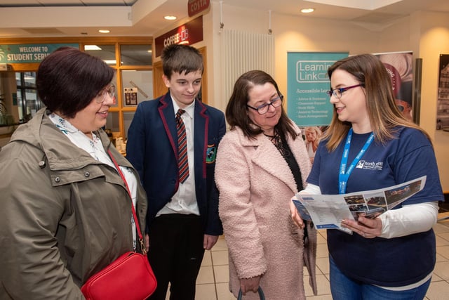 Eileen Kelly from NWRC with visitors to the college's Open Day - Orla Fisher from Cedar, and Andrew and Joanne McMorris.