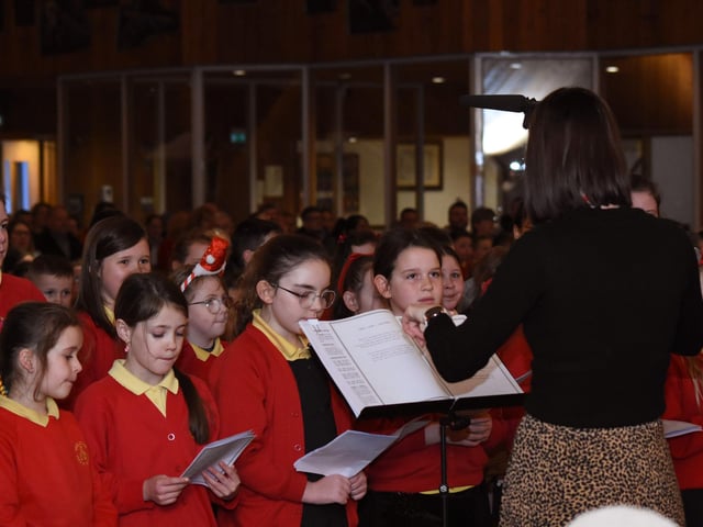Children from Steelstown PS performing at their Annual Carol Service in Our Lady of Lourdes Church, Steelstown.