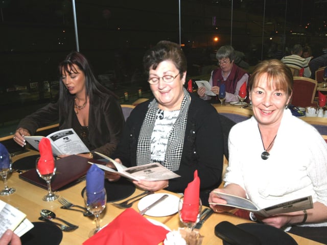 Elaine Brown, Mary McGowan,and Susan McGowan. 0231JML : Derry and Donegal folk out for a night at the Lifford Races back in February 2006.