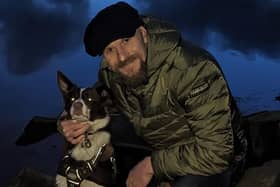 Kevin Wilson with his Border Collie Chip.