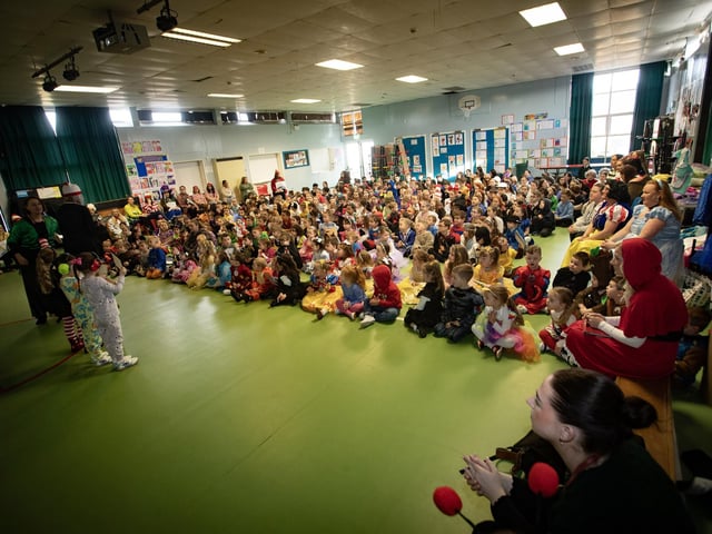 Celebrating World Book Day 'Greenhaw-Style' on Friday last in the school's assembly hall.