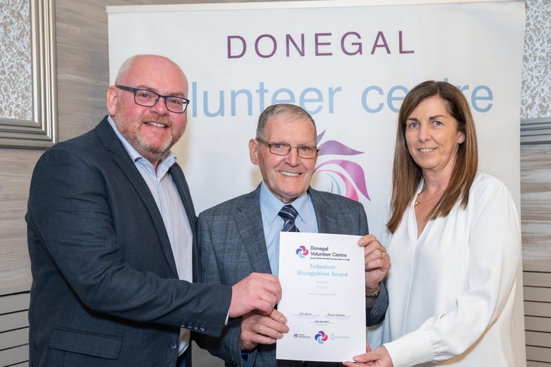 John Curran,  Donegal Volunteer Center, George McGuinness, Greencastle Community Development  and Margaret Larkin, Community Development Manager, DLDC  at the Annual Donegal Volunteer Awards in the Radisson Hotel Letterkenny on Thursday last.  Photo Clive Wasson.