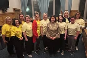 Mayor Patricia Logue with women who are members of Derry Well Women's Endo Gals.