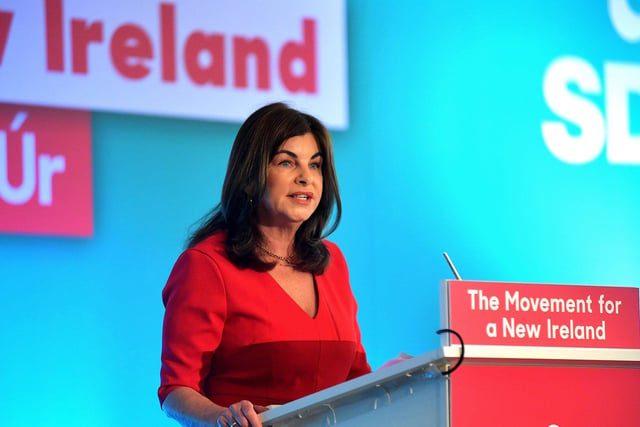 Sinead McLaughlin MLA, spokesperson for Jobs, the Economy and Justice, speaking at the SDLP annual Conference, on Saturday morning, in St Columb’s Hall. Photo: George Sweeney. DER2312GS – 36