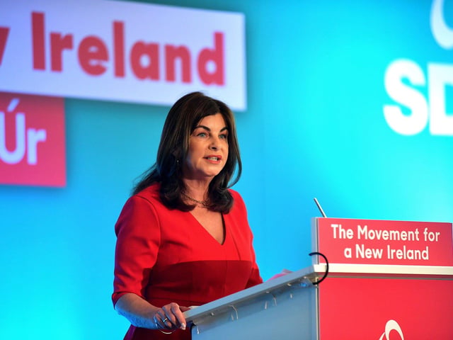Sinead McLaughlin MLA, spokesperson for Jobs, the Economy and Justice, speaking at the SDLP annual Conference, on Saturday morning, in St Columb’s Hall. Photo: George Sweeney. DER2312GS – 36
