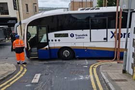 The recovery operation at the Spencer Road/ Fountain Hill junction.