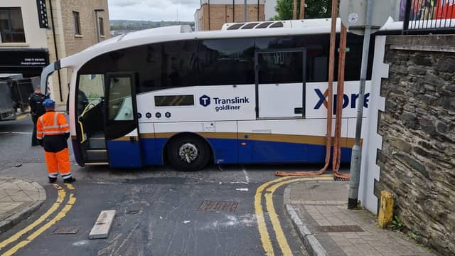 The recovery operation at the Spencer Road/ Fountain Hill junction.