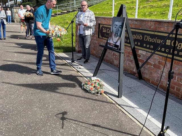 Wreaths being laid at the monument.