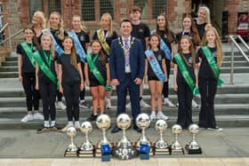 Derry City and Strabane District Council Mayor, Councillor Ruairí McHugh welcomed members of the McConomy-Bradley-Doherty Academy to the Guildhall as they celebrate their outstanding success at the recent World Championships in Dublin. Photos: Martin McKeown.