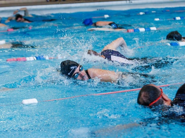 Taking on the swimming leg during the Branydwell & Bogside organised Danny Quigley 'Try-a-Tri' triathlon at the weekend. (Photo: Micam Photography)