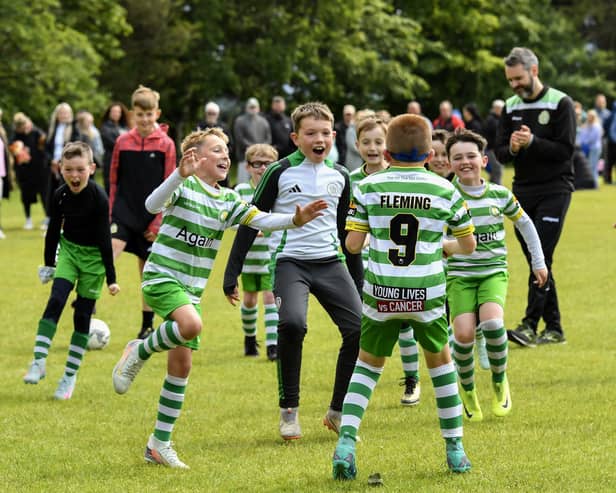 Top of the Hill Celtic players celebrate their penalty shootout win over Coleraine at the TOTHC hosted soccer tournament played at Lisnagelvin Playing Fields.  Photo: George Sweeney