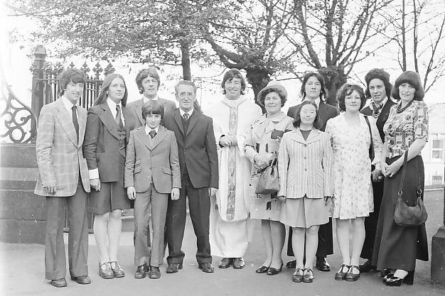 Gathering outside the chapel back in 1974.
