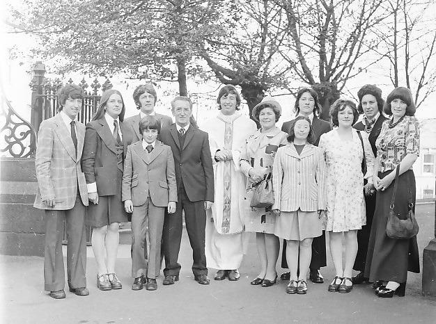 Gathering outside the chapel back in 1974.