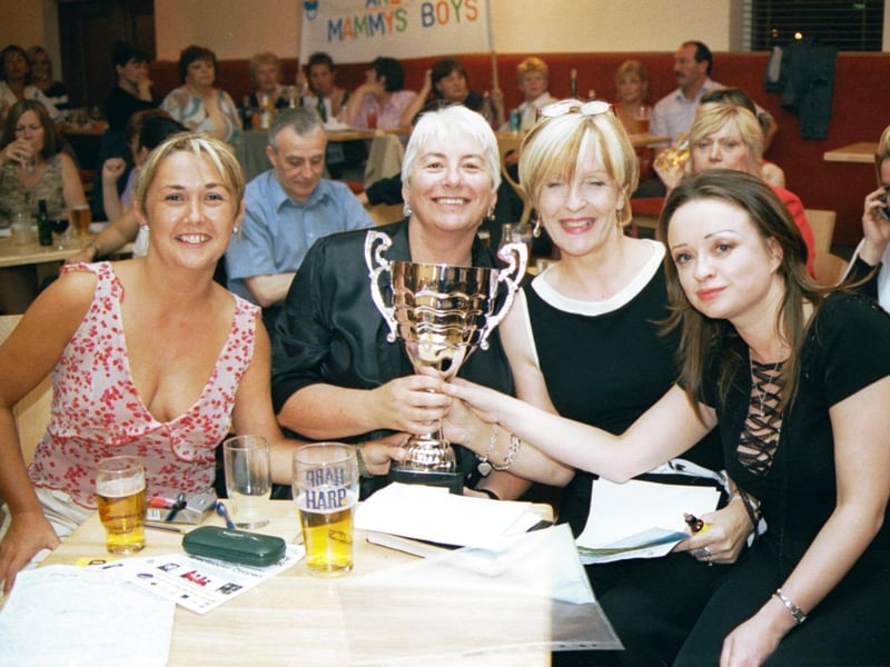 The winners of the Golden Link Festival 'Great Debate' - 'Are Derry men Mammy's Boys?' were the 'Girls Should be Aloud' team, Ciara Ferguson, Pauline McLaughlin, Irene Ling and Teresa Craig. 190803HG10