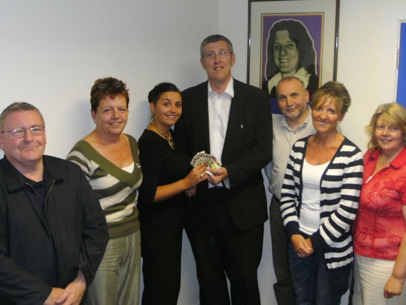 Pictured at the launch of the Sinn Féin national draw are; from left; Councillor Tony Hassan, Cllr. Lynn Fleming, Cllr. Elisha McLaughlin, John O'Down MLA, Sean Murray, Martina Anderson MLA, and Cllr. Patricia Logue. (1409MM06)