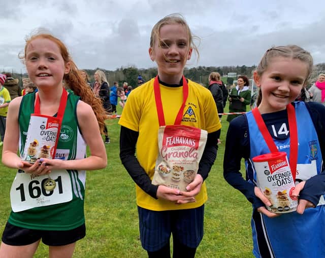 Mia Dooher (St Michael’s PS), Bonnie Devlin (St Anne’s PS) and Summer Barr (Hollybush PS).