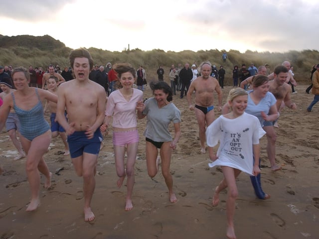 Braving the elements at the Culdaff New Year's Day Swim in 2004.