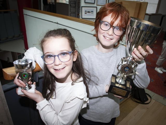Fiann Mullin with sister Radha pictured with their awards on Saturday.