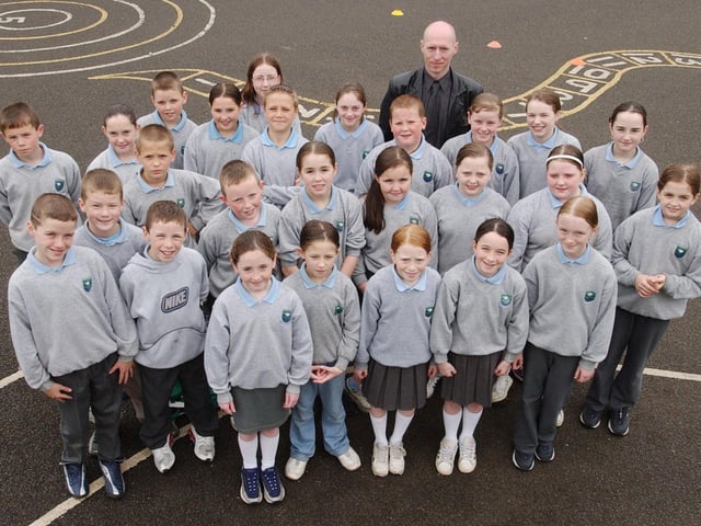 Trench Road Primary School P 7 pupils with Mr. Conrad McGuigan. (2305C32)