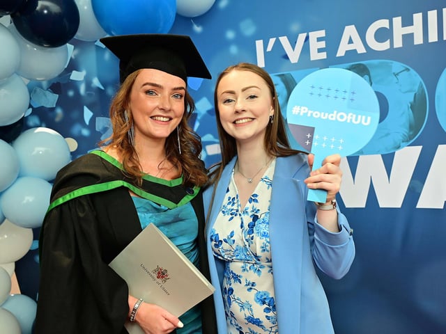Proud sister moment! Catriona Lindsay from Belfast graduated in BSc (Hons) Physiotherapy from Ulster University Derry, pictured alongside proud sister Niamh.