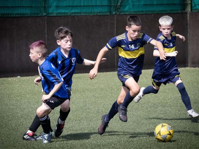 Action from the semi-final clash between Don Boscos and Oxford United Swifts at Bay Road in the Padraig Barton Memorial Cup. (Photos: Jim McCafferty Photography)