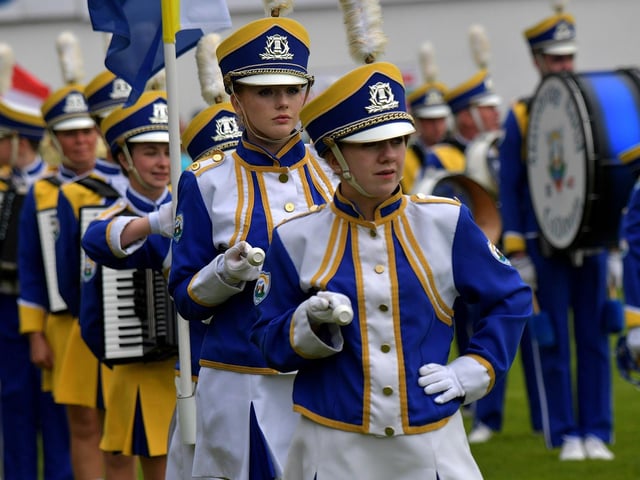 Mayobridge Band, County Down, played at the GAA World Games finals held in Celtic Park on Friday morning. Photo: George Sweeney. DER2330GS - 211
