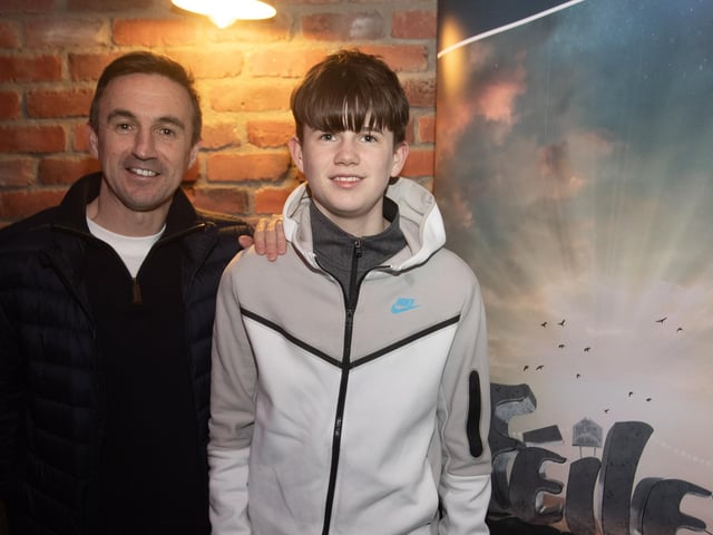 Johnny McLaren and his son Nathan pictured before Monday evening's film premiere at the Nerve Centre, Derry.