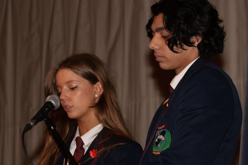 Head Boy Lukas and Head Girl Ellie addressing the attendance at last week's Oakgrove Integrated College Senior Prizegiving. (Photos: Jim McCafferty Photography)